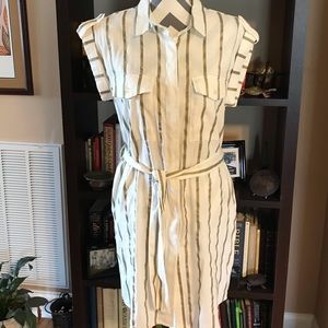 FRNCH Paris NWT Gold & White Shirt Dress